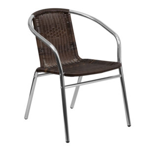 FF-Aluminum, Dark Brown Rattan Indoor-Outdoor Restaurant Seat