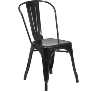 FF-Black Metal Indoor-Outdoor Restaurant Chair