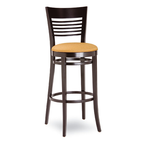 Upholstered Vent Back Wood Bar Stool