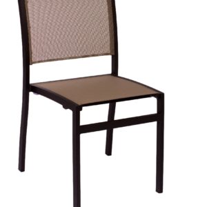 BFM Delray Side Chair- Black/Taupe / Aluminum & Batyline