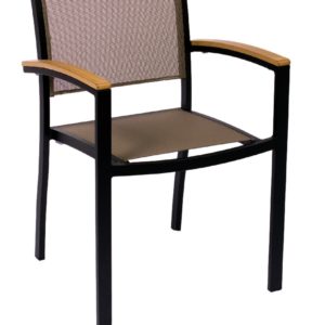 BFM Delray Armchair- Black/Taupe /Aluminum & Batyline