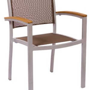 BFM Delray Armchair-Silver/Taupe / Aluminum & Batyline