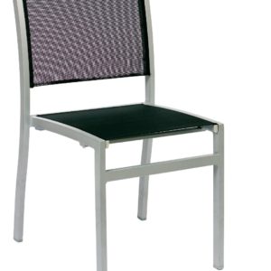 BFM Delray Side Chair- Silver/Black / Aluminum & Batyline