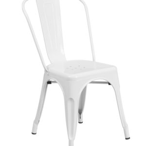 FF-White Metal Indoor-Outdoor Restaurant Chair