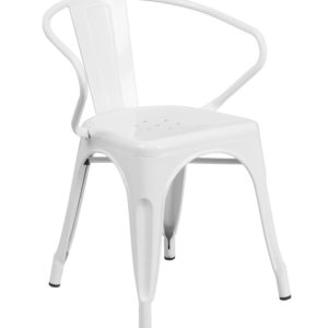 FF-White Metal Indoor-Outdoor Chair with Arms