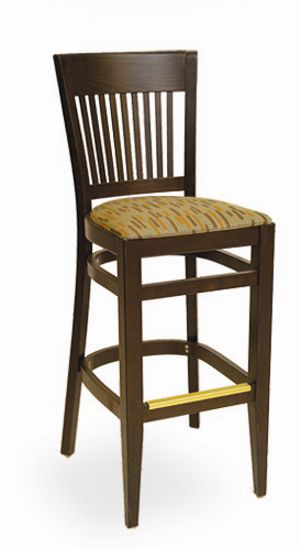 Narrow Slat Back Wood Frame Restauant Barstool