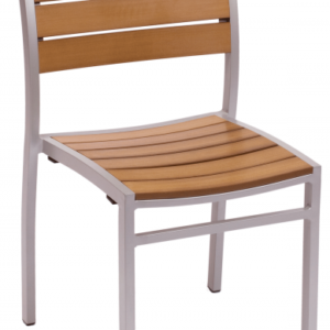 BFM Largo Side Chair Silver Aluminum frame & Synthetic Teak