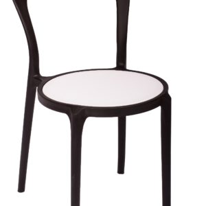 BFM Malibu Outdoor Restaurant Chair- Blackw/ Textilene White Sea