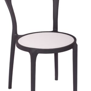 BFM Malibu Outdoor Restaurant Chair- Charcoal w/ Textilene White