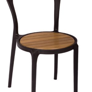 BFM Malibu Outdoor Restaurant Synthetic Teak Seat- Black