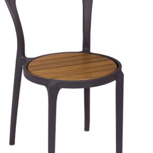 BFM Malibu Outdoor Restaurant Synthetic Teak Chair- Charcoal