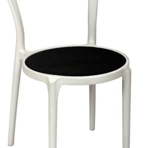 BFM Malibu Outdoor Restaurant Chair- White w/ Textilene Black Se