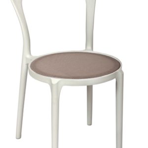 BFM Malibu Outdoor Restaurant Chair- White w/ Textilene Silver S