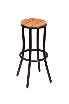 BFM Norden Backless Barstool Black Frame & Synthetic Teak