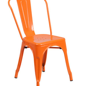 FF-Orange Metal Indoor-Outdoor Restaurant Chair