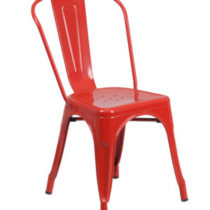 FF-Red Metal Indoor-Outdoor Restaurant Chair