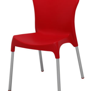BFM Lola Side Chair- Aluminum legs & Resin Red