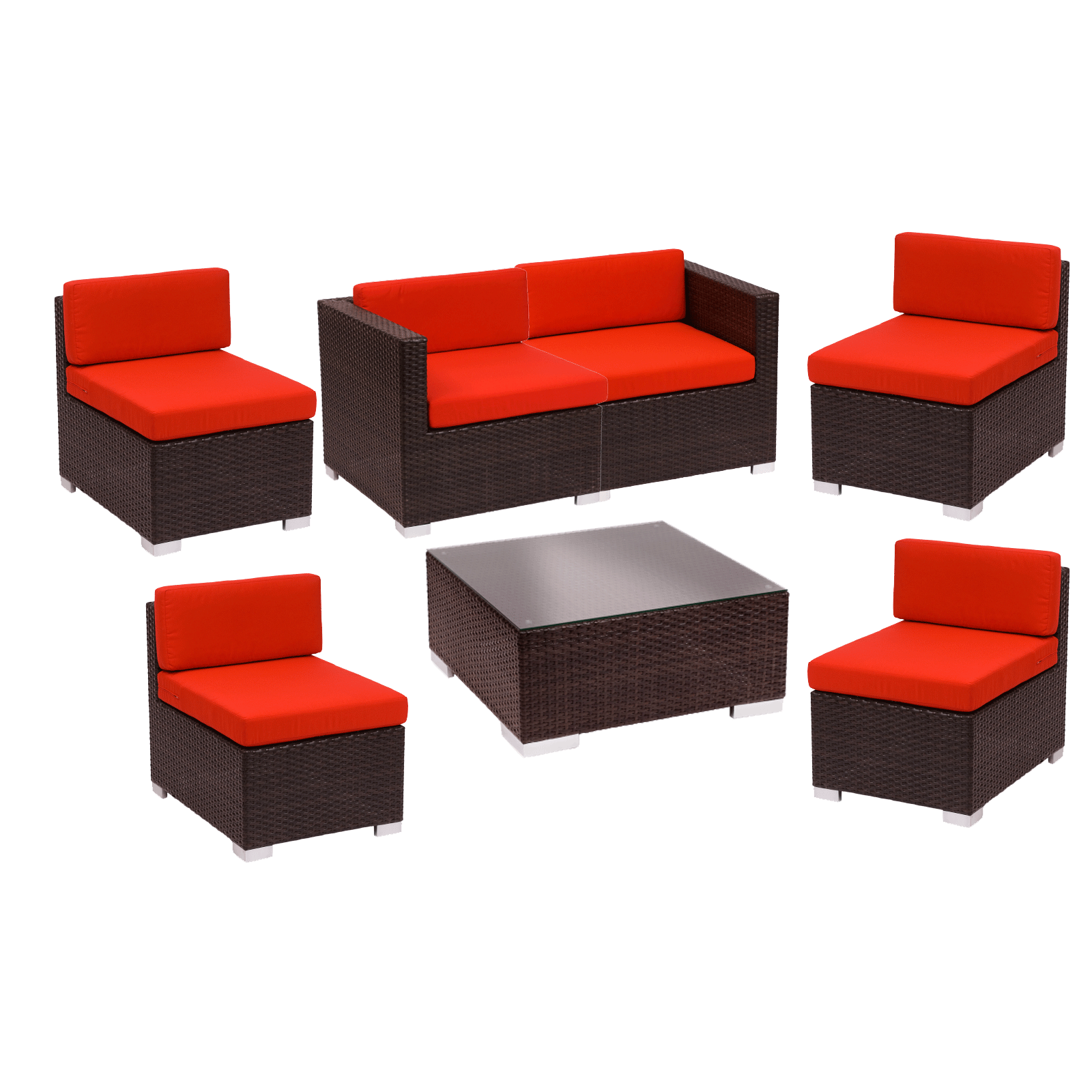 BFM Aruba 7-Piece Synthetic Wicker Sofa Set with Cushions