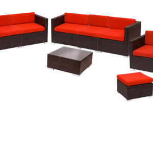 BFM Aruba 8-Piece Synthetic Wicker Sofa Set w/Cushions