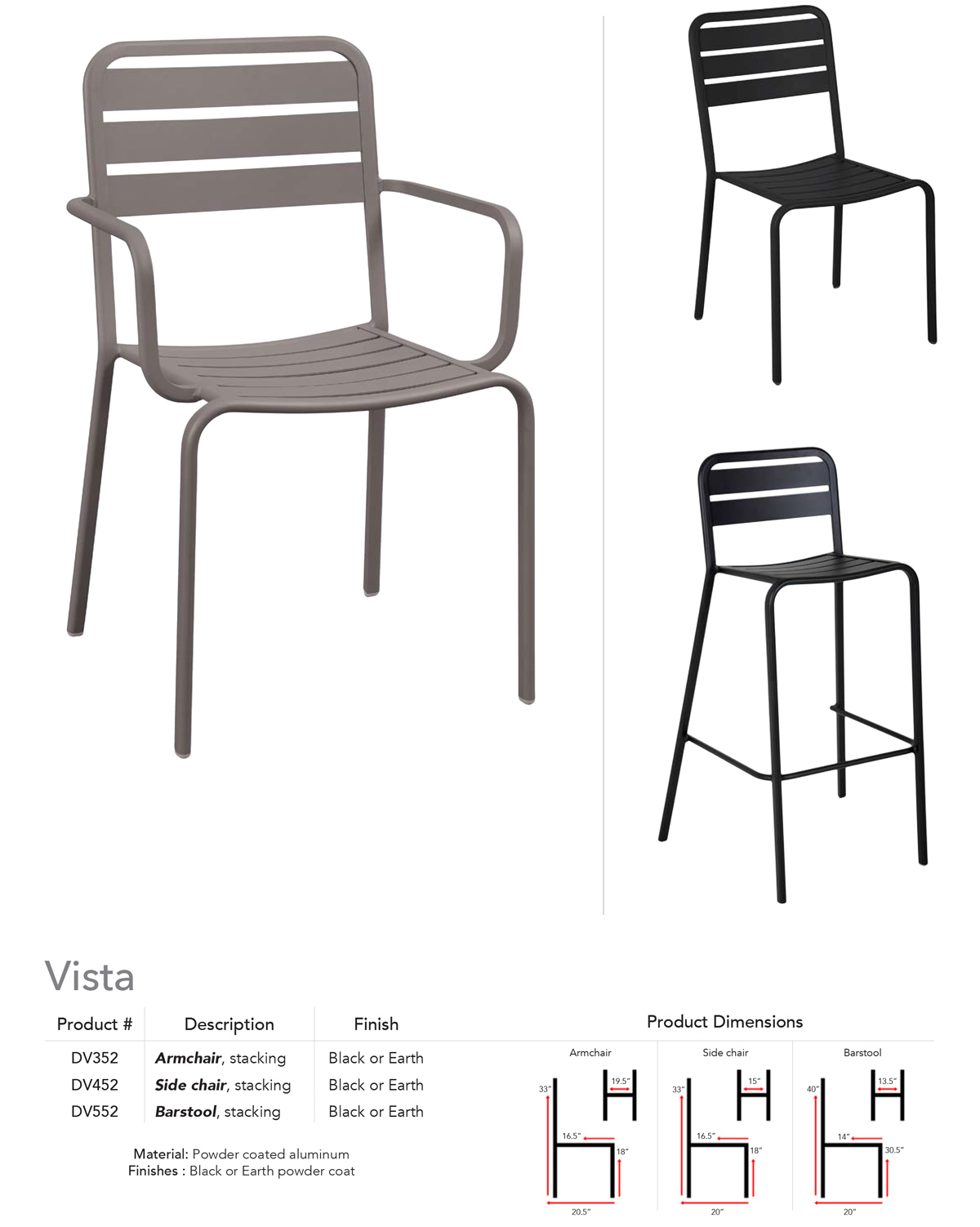 vista aluminium outdoor seating