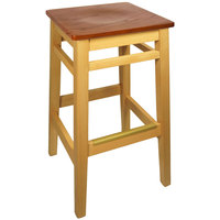 BFM Trevor Backless Beechwood Restaurant Barstool-Honey Oak