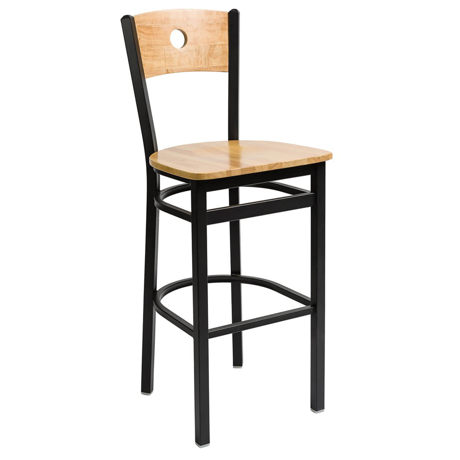 BFM Darby Circle Wood Back Indoor Restaurant Barstool